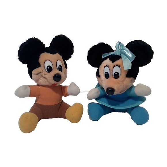 Vintage 1984 Walt Disney Mickey's Christmas Carol Plush Mickey & Minnie Mouse - Picture 1 of 8